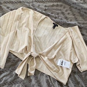 Cream Tie-up Crop Top